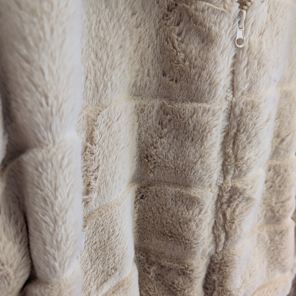 Stella Tweed Tan Faux Fur Jacket - Picture 2 of 5